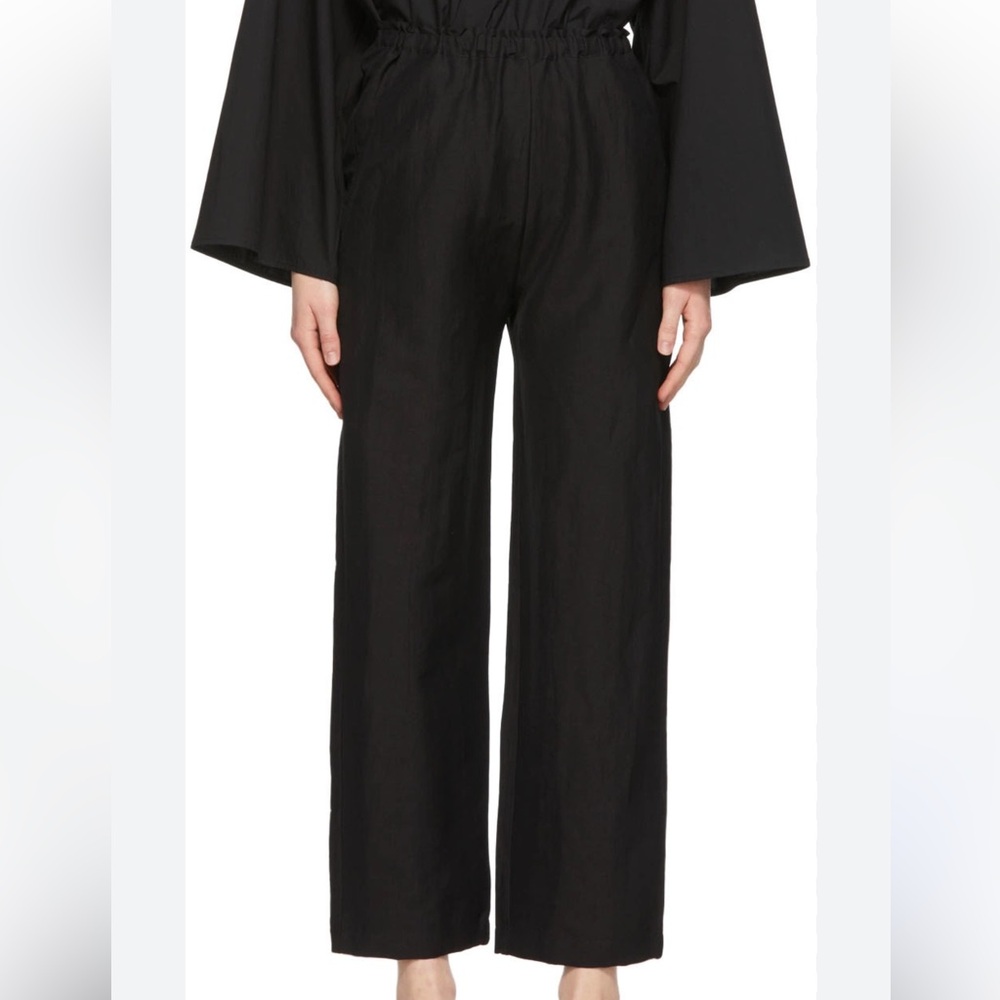 TOTEME Black Stretch Linen Lounge Pants black size 42
